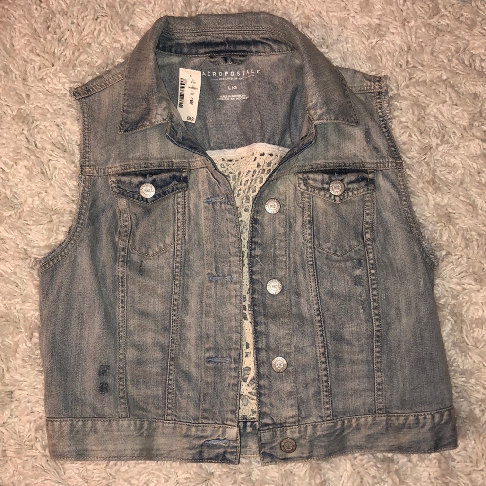 Sleeveless jean jacket vest